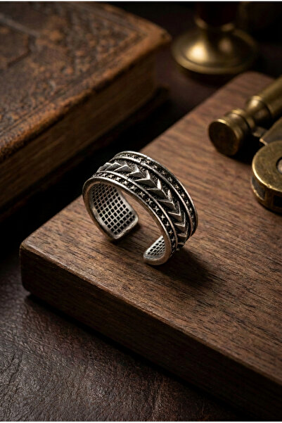 Begondio Special Design Masculine Adjustable Men's Ring with Geometric Arrow ...