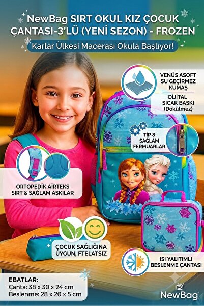 NewBag Girl's Printed Primary School Backpack - Set of 3