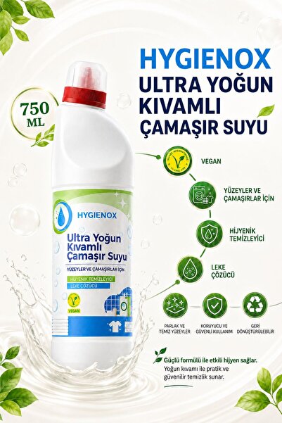 HYGIENOX Ultra Yoğun Kıvamlı Bitkisel Çamaşır Suyu Vegan Hijyenik Temizleyici...