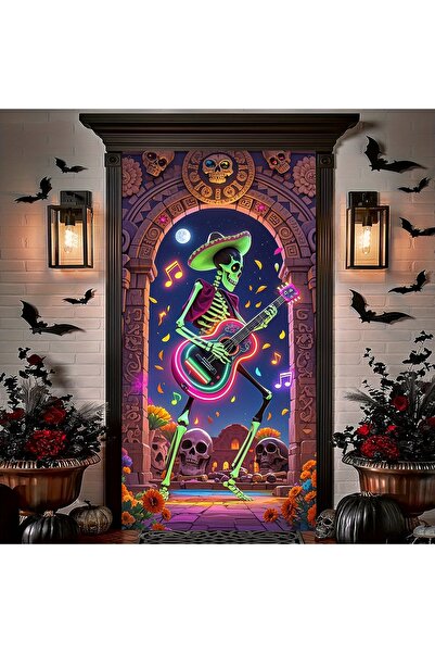 Choice 90X180CM MULTI 2D banner 1 piece door curtain, Mexican Day of the Dead...