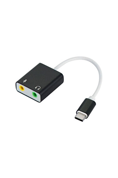 Choice محول بطاقة صوت خارجية من النوع C أسود اللون، منفذ صوت 3.5 ملم إلى USB-...