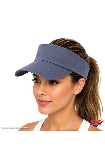 AXE SPORTSWEAR Indigo Adjustable Velcro Back Visor Hat Uv Sun Protection Casu...