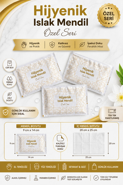 maycup Tekli Islak Mendil (TEK KULLANIMLIK)9cm*14cm Özel Seri 250 Adet Karışı...