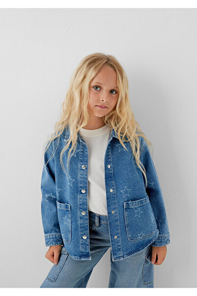 Mavi Luyu 90S Star Printed Indigo Blue Denim Shirt Regular Fit / Normal Cut 7...