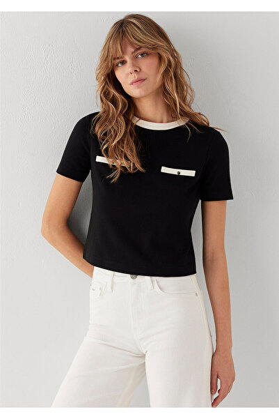 Mavi Black T-Shirt with Piping Detail Regular Fit / Normal Cut 1614111-900