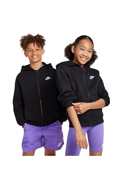 Nike K NSW CLUB FLC HD FZ LS LBR FD3004-010 Μαύρο