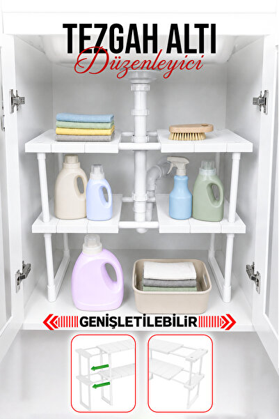 naturelove 2-Tier Adjustable Expandable Undercounter Organizer Shelf Bathroom...