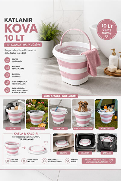 Porsima 1175-1 Damla Katlanabilir Silikon Su Kovası 28x30cm Banyo Balkon Katl...
