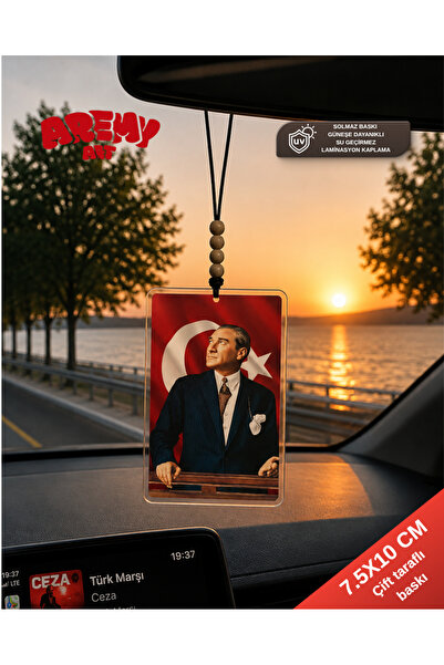Atatürk Araba Süsü, Kişiye Özel, Solmaz Çift Taraflı Baskı, Sevgiliye hediye