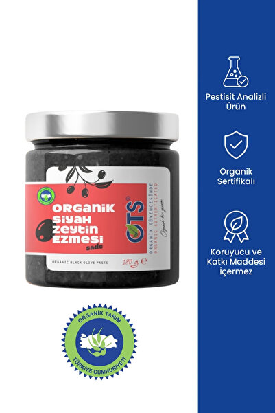 OTS Organik Siyah Zeytin Ezmesi (Sade) 180 gr (Organik Sertifikalı, Pestisit ...