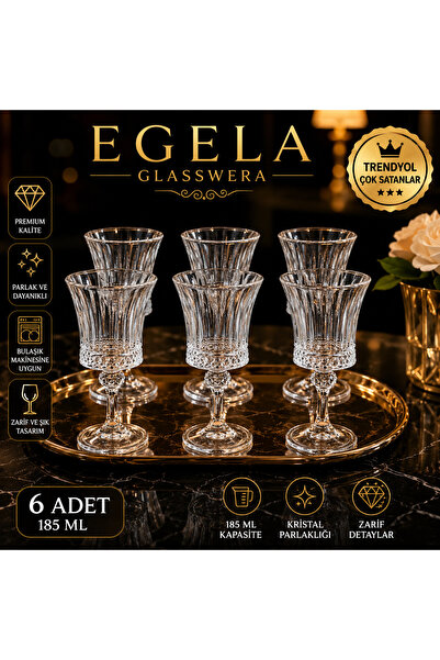 çukurova home Lüks Kristal Cam Elysia Model Kadeh - Kahve Yanı Kadehi ( 6 Ade...