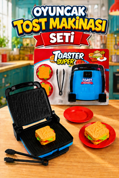 FunkyCraft Oyuncak Tost Makinesi Seti Çocuk Mutfak Oyuncağı Tost Yapma Seti 6...