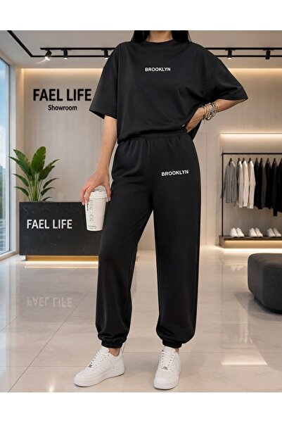 FAEL LİFE Set trening unisex pentru fete/băieți, tricou cu wide fit și pantal...