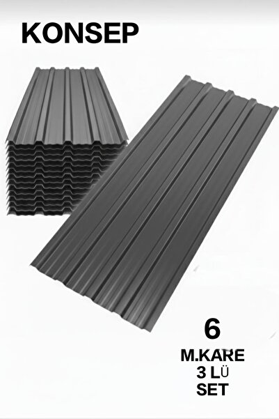 Genel Markalar ANTRASİT Galvanizli Trapez Çatı Kaplama Sacı – 2.5 Metre (3 Ad...