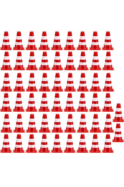 choice2 56pcs Mini Traffic Cones, Tiny Simulation Red Safety Roadblock Cake T...