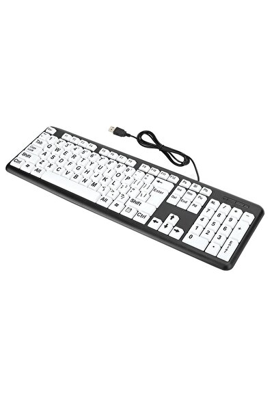 Choice WHITE Black Low Vision Keyboard USB Wired Old People Keyboard with Whi...