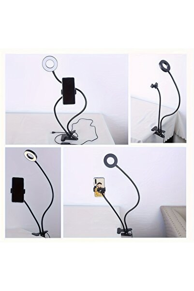 Choice black 2 in 1 mobile phone holder clip fill light,ring fill light,deskt...