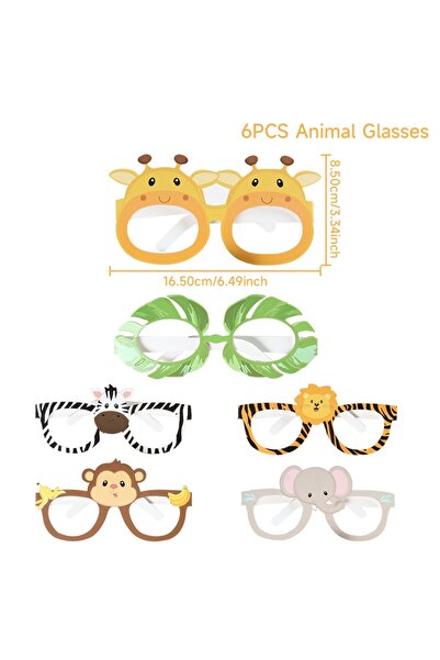 Choice 6pcs 6pcs Paper Glasses Jungle Animals Birthday Party Decoration Kid F...