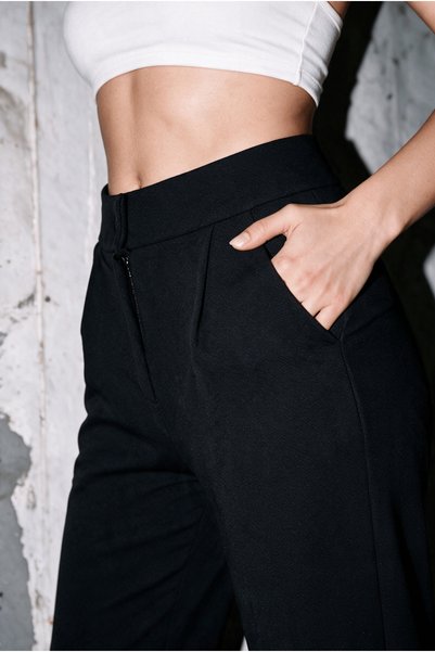 Balta Collection Women's High Waist Pleated Buttoned Stretch Fabric Flexible Comfortable Fit Palazzo Pants