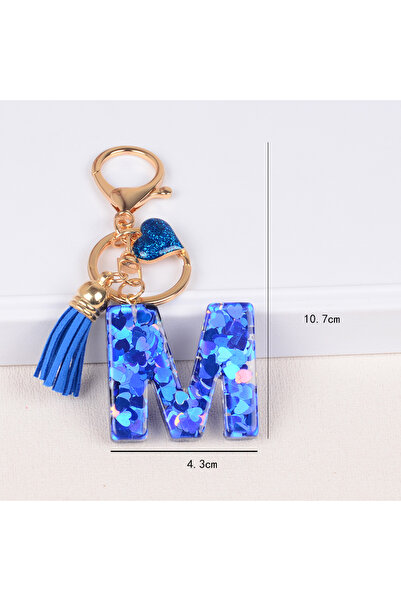 Choice M 26 Letter Key Buckle Pendant with Blue Tassel Alloy Love Fashion Gir...