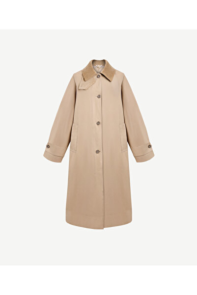 Yargıcı Wide Shirt Collar Long Sleeve Top Coat