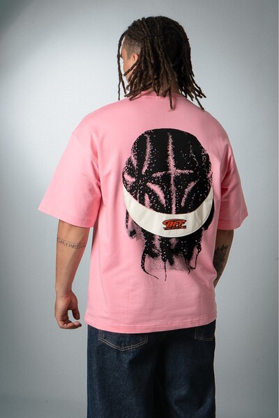 Plus Eighteen Off System Pink Drip Stone Oversize Men's T-Shirt