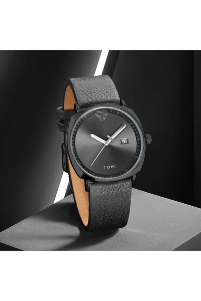 Tomi Back TOMI Men's Watch Minimalist Fashion Sports Watch Calendar Leather C...