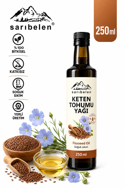 sarıbelen Keten Tohumu Yağı 250 ml | Soğuk Sıkım %100 Saf