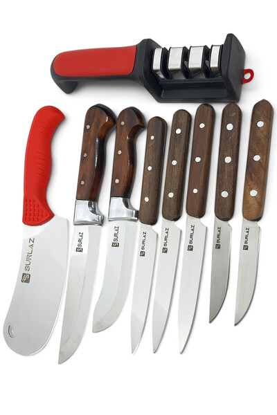 SürLaz 9 Parça Bıçak Seti Handmade Reds