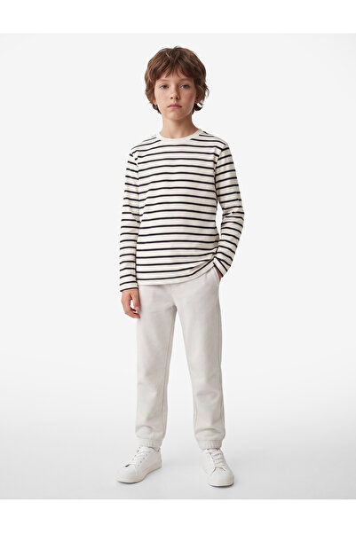 Koton Cotton Long Sleeve Crew Neck Striped T-Shirt
