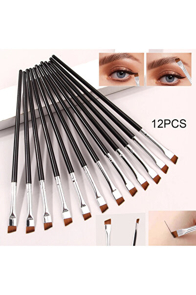 Choice1 C705-black 12pcs 12pcs Ultra-Fine Blade Eyeliner Brush Super Soft Mak...