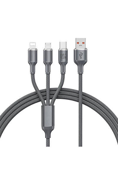 Choice Black 120W 3 In 1 Fast Charging Cable 3A For IPhone15 14 13 12 11 X Pr...