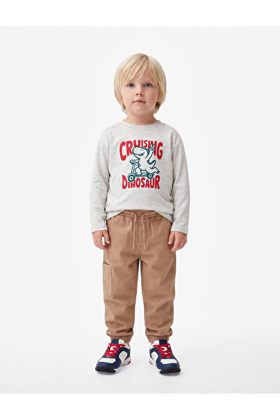 Koton Long Sleeve Crew Neck Dinosaur Printed T-Shirt