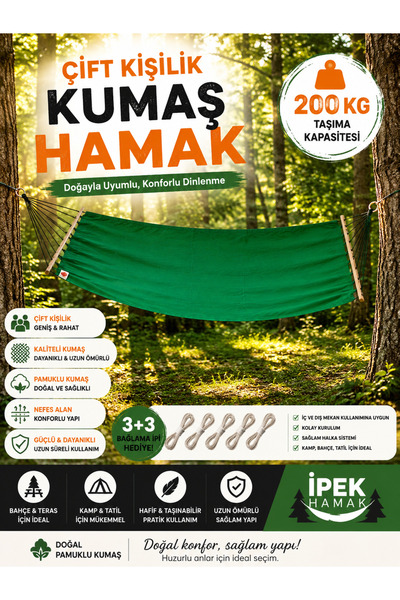 relax ipek hamak Ipek Hamak-çift Kişilik Kumaş Yeşil Kumaş Hamak Kolay Kurulu...