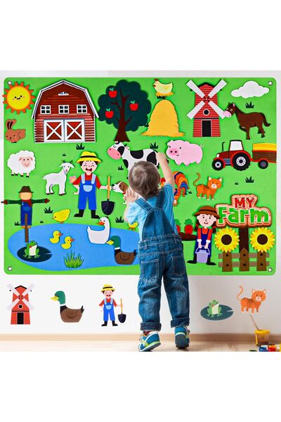Choice4 B Farm Animals Felt Story Busy Board 4 IN 1 Themed Storytelling Farm ...