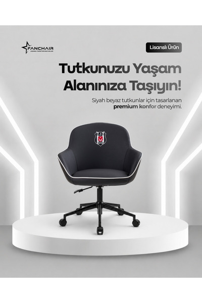 Beşiktaş Fanchair x Icon Siyah Çalışma Koltuğu