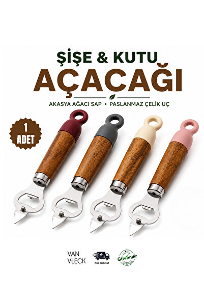 VAN VLECK Akasya Saplı Şişe Açacağı – Dayanıklı Metal Kapak Açıcı, Ergonomik ...