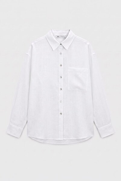 BSL %100 Keten Oversize Gömlek
