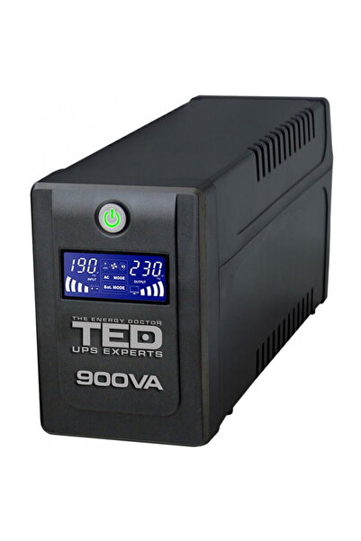 TED Electric UPS Line Interactive cu 2 prize Schuko și afișaj LCD, 900VA / 500W
