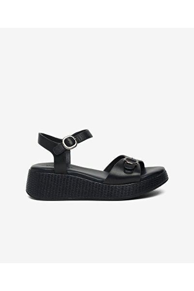 Greyder Kadın Siyah Hakiki Deri Comfort Sandalet 6Y2CS35860