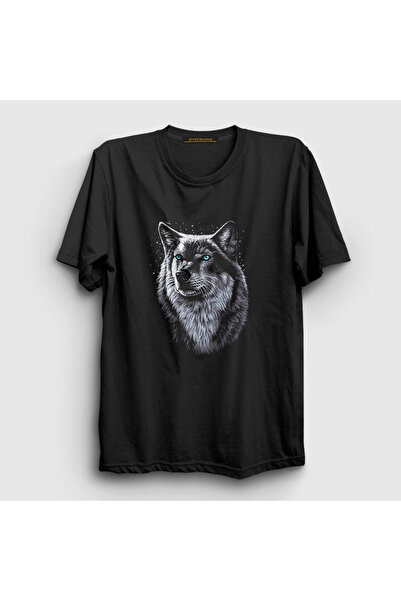 Presmono Unisex crni sibirska vuka vuk T-shirt 307210tt
