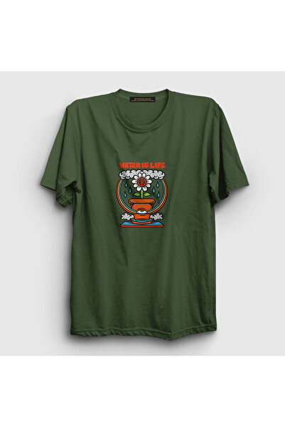 Presmono Unisex Khaki Water Is Life Flower T-shirt289190tt
