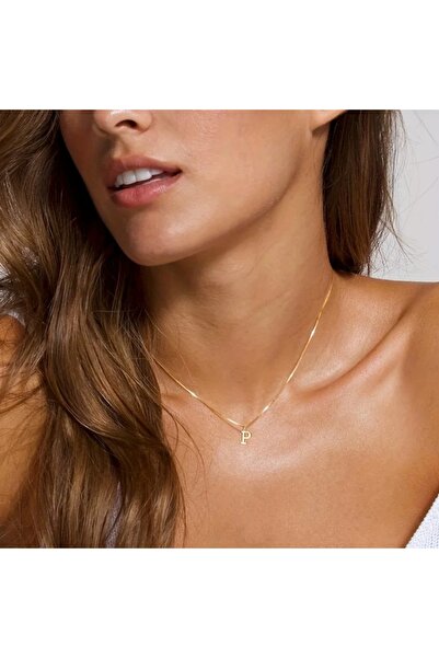 Choice 45cm P A-Z Initial Necklace 18K Gold Plated Necklace Cute Letter Stain...