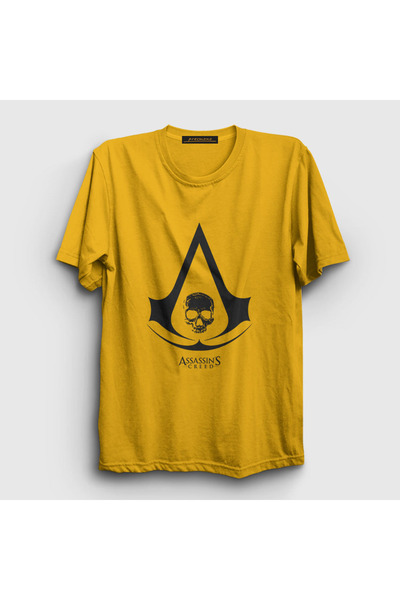 Presmono Unisex žuta lubanja Assassin's Creed T-shirt 24389tt