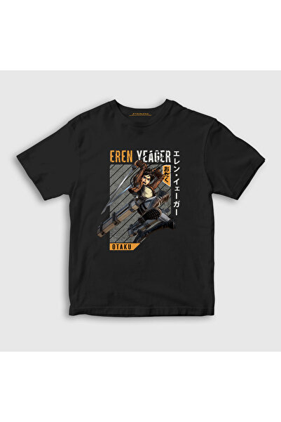 Presmono Unisex Kids Black Eren Fan Anime Attack On Titan T-shirt125501tt