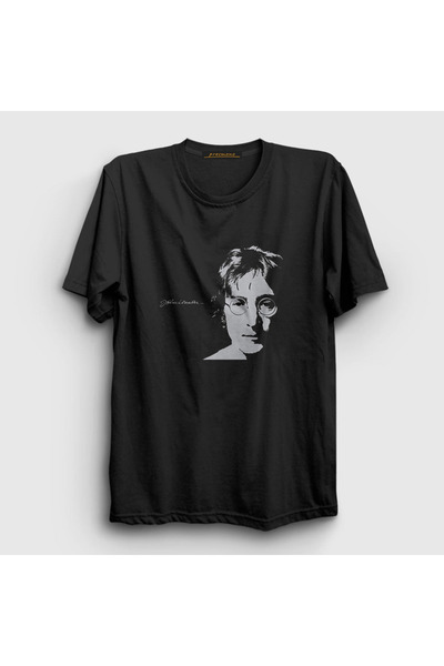 Presmono Unisex crni autoportret Bitlsi Džon Lenon T-shirt 35127tt