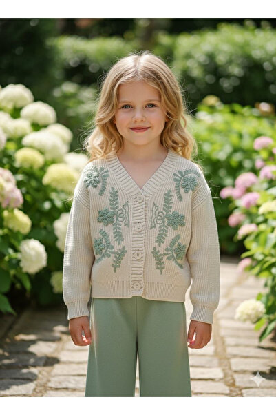 NOBLEKIDS Girl's Knitwear Cardigan and Trousers Set Green