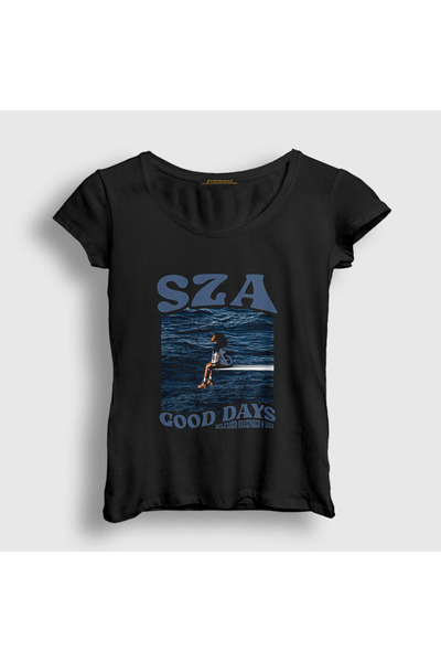Presmono Women's Black Good Days Music Sza T-Shirt 475179Tt