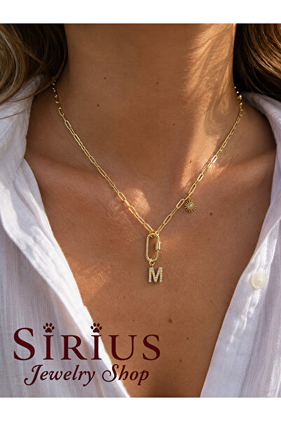 sirius jewelry 925 Gümüş | Kilit Detaylı Harf & Charm Kolye