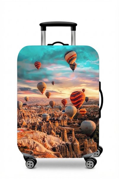 Bag line Likralı Esnek Kumaş Balon Kapadokya Baskılı Dayanıklı Valiz ve Bavul...